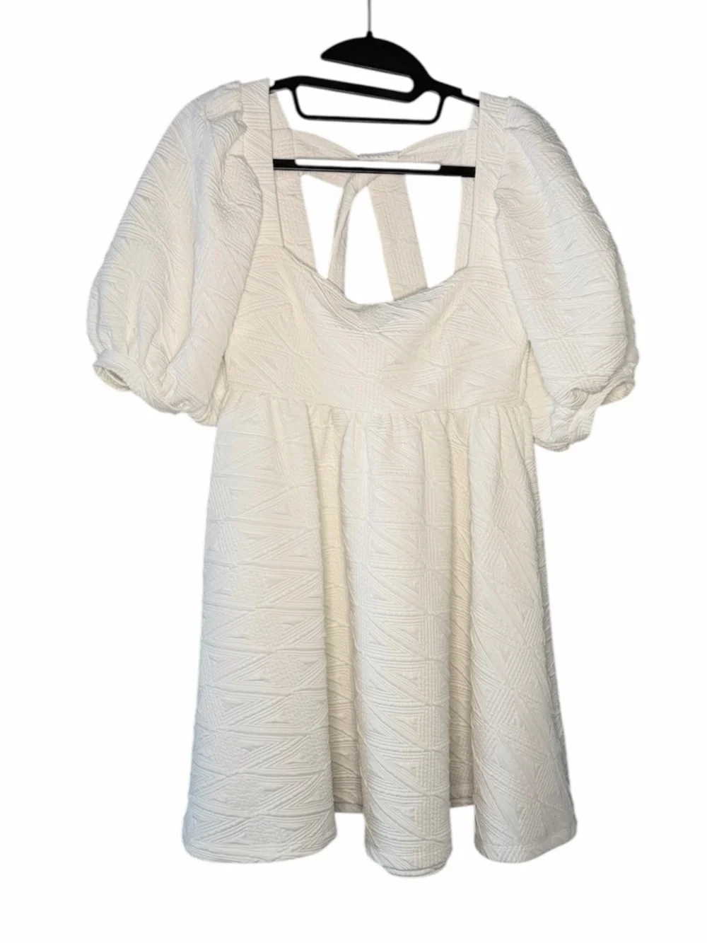 Free‎ People Violet Textured Puff-Sleeve Tie Back Mini Dress